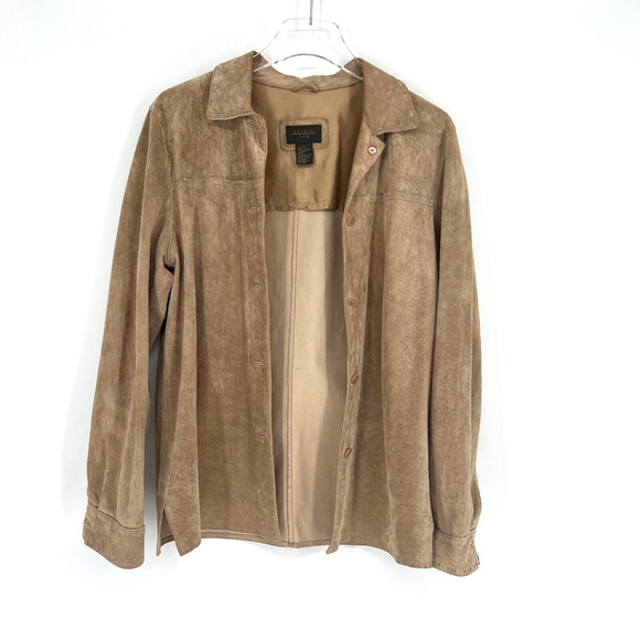 Vtg Jacket Womens S Leather Shacket Brown Western Bohemian Ranch Outfit JPR - Picture 1 of 6